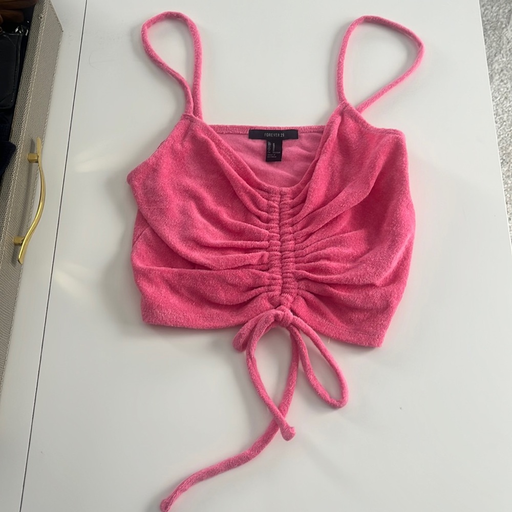 Forever21 Barbiecore Terry Ruched Tank Top